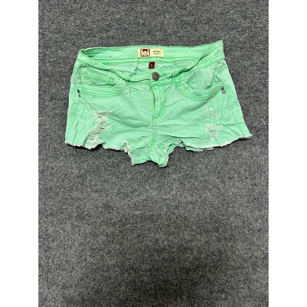 lei Shorts Womens Size 9 Green Ashley Lowrise Distressed Frayed Cut Off Casual